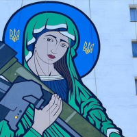 У Києві з'явився мурал "Свята Джавеліна". ФОТО
