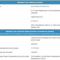 Інформація про земельну ділянку в кадастрі